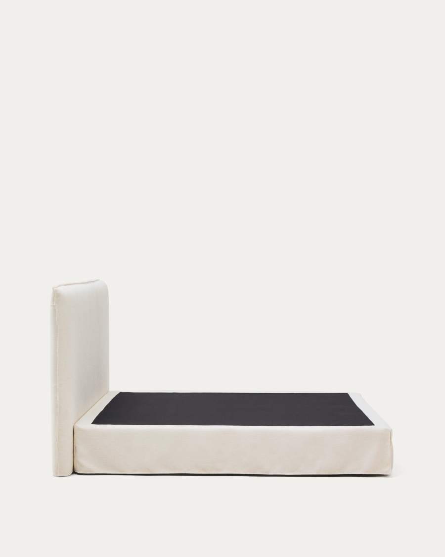 Abziehbares Bett Jaira in weißer Chenille für Matratzengröße 180 x 200 cm, FSC Mix Credit