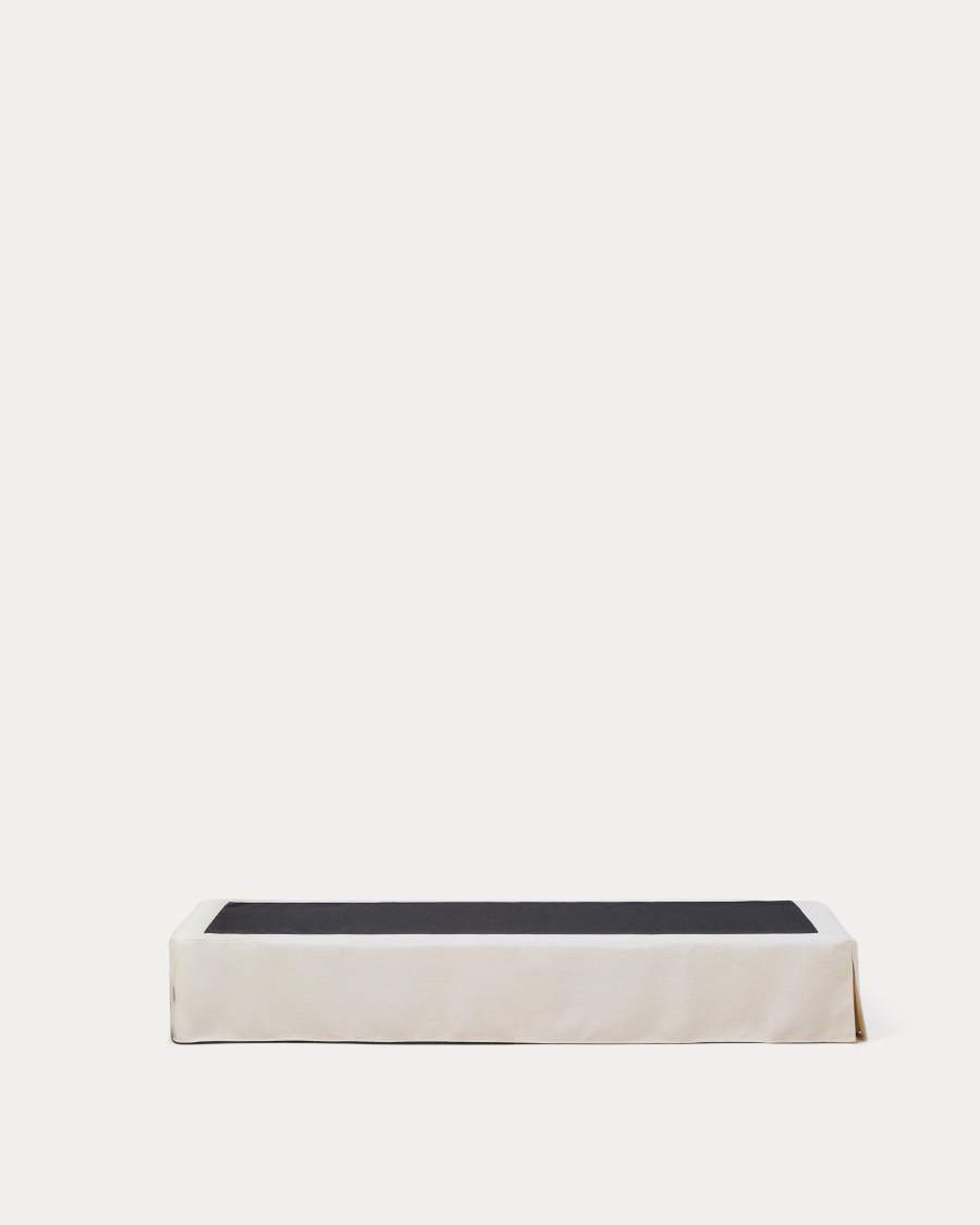 Jaira bed base with removable cover in white chenille for 90 x 200cm mattress