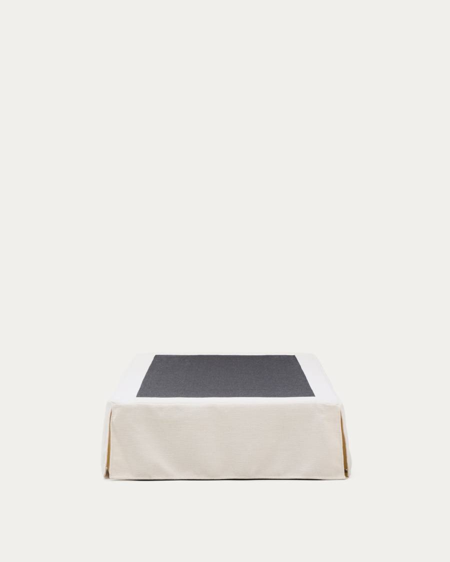 Jaira bed base with removable cover in white chenille for 90 x 200cm mattress
