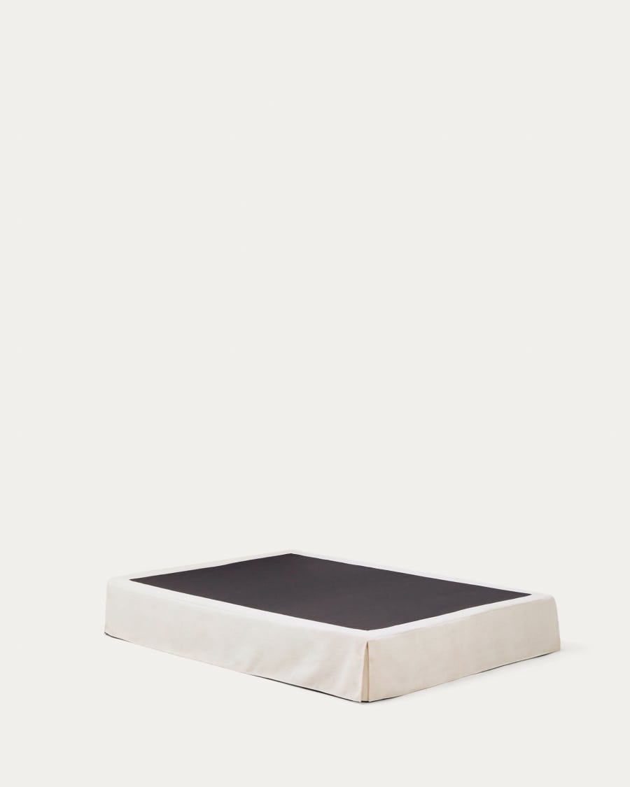 Jaira bed base with removable cover in white chenille for 150 x 190cm mattress