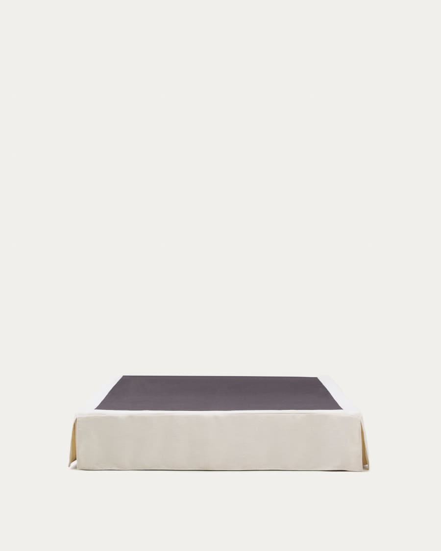 Jaira bed base with removable cover in white chenille for 150 x 190cm mattress