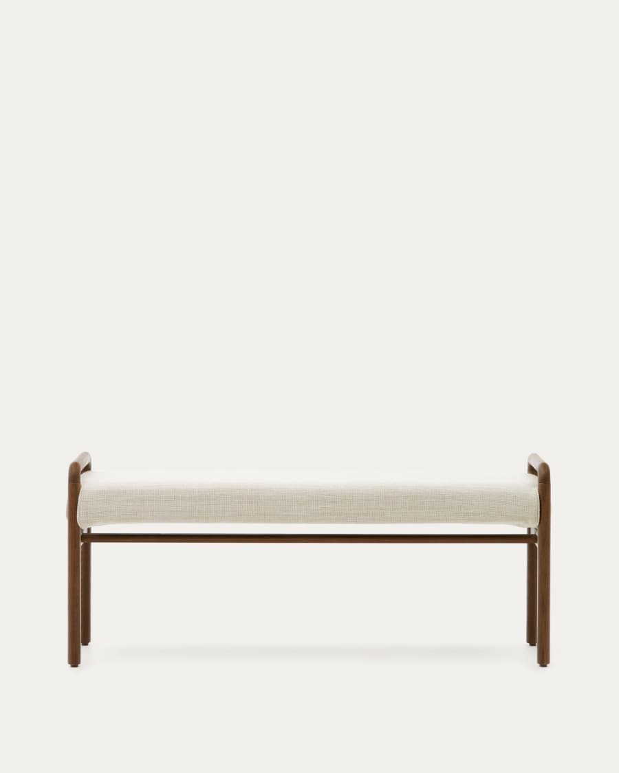 Macaret bench with removable cover solid oak wood with walnut finish 120 cm FSC Mix Credit