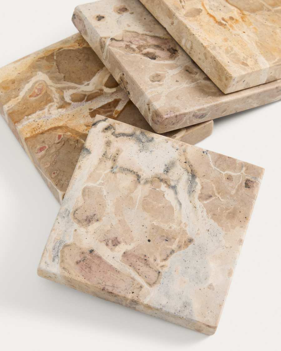 Set of 4 beige Malder marble coasters