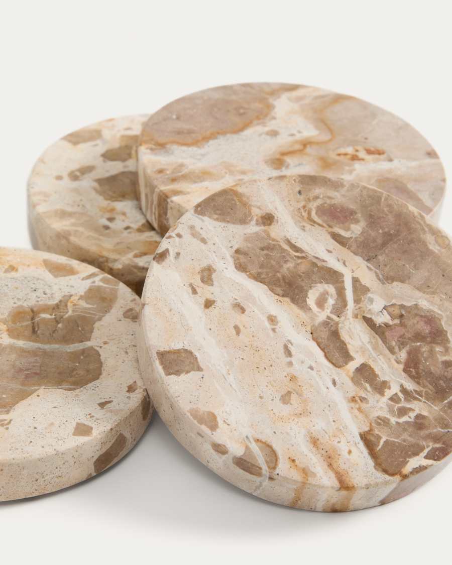Malder set van 4 beige onderzetters van marmer