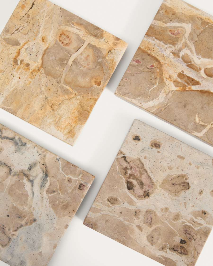 Set of 4 beige Malder marble coasters