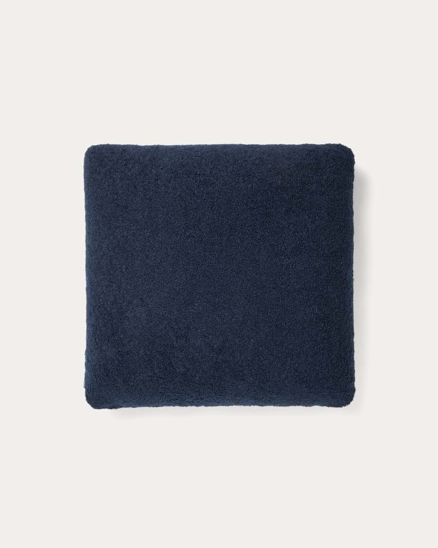 Coussin Martina en bouclette bleu marine 52 x 52 cm