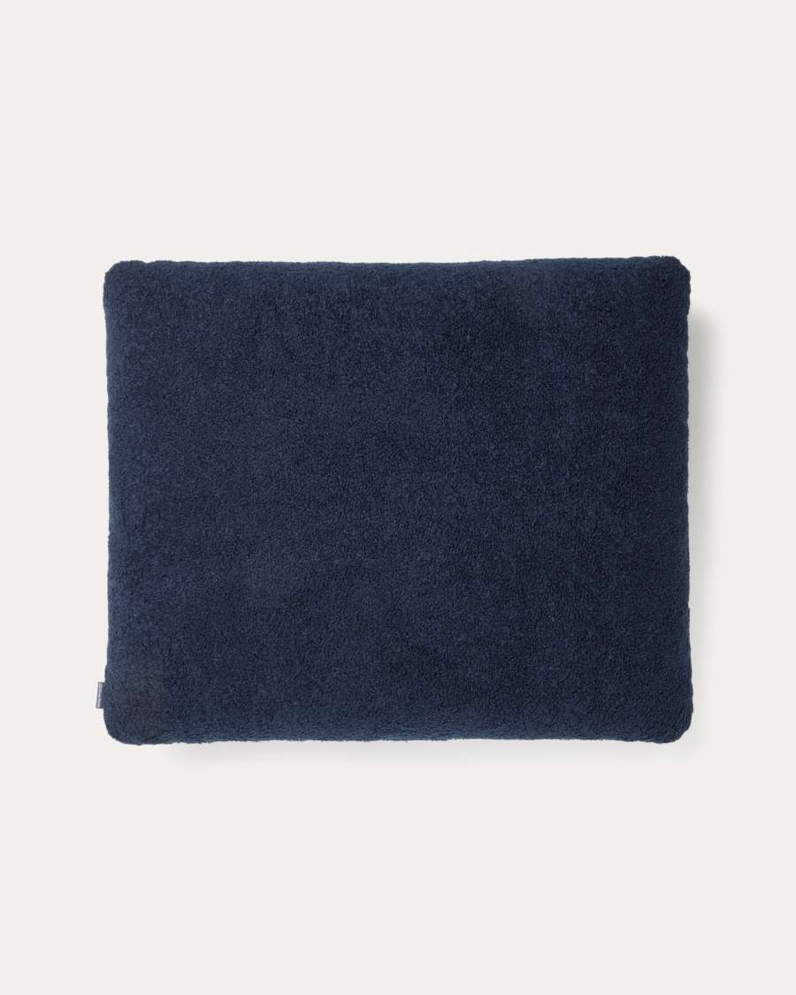 Coussin Martina en bouclette bleu marine 60 x 52 cm
