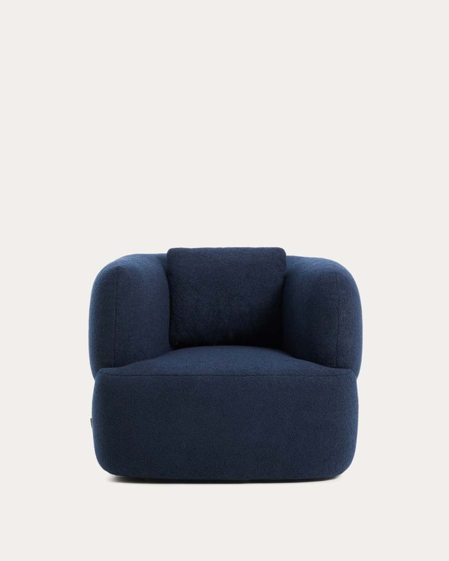 Martina navy blue bouclé armchair with cushion FSC Mix Credit