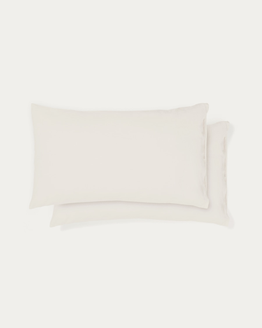 Simmel set of 2 beige cotton and linen pillow cases 50 x 80cm