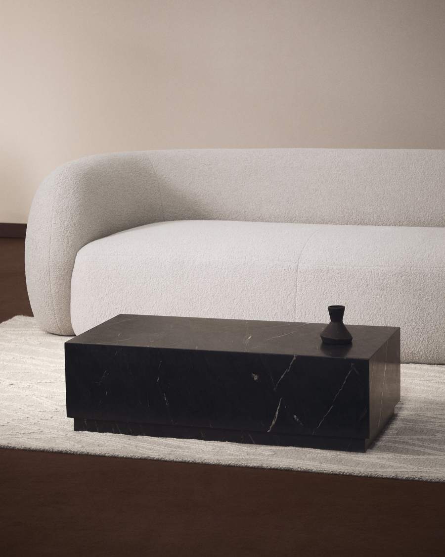 Sorein coffee table in black marble 100 x 50 cm