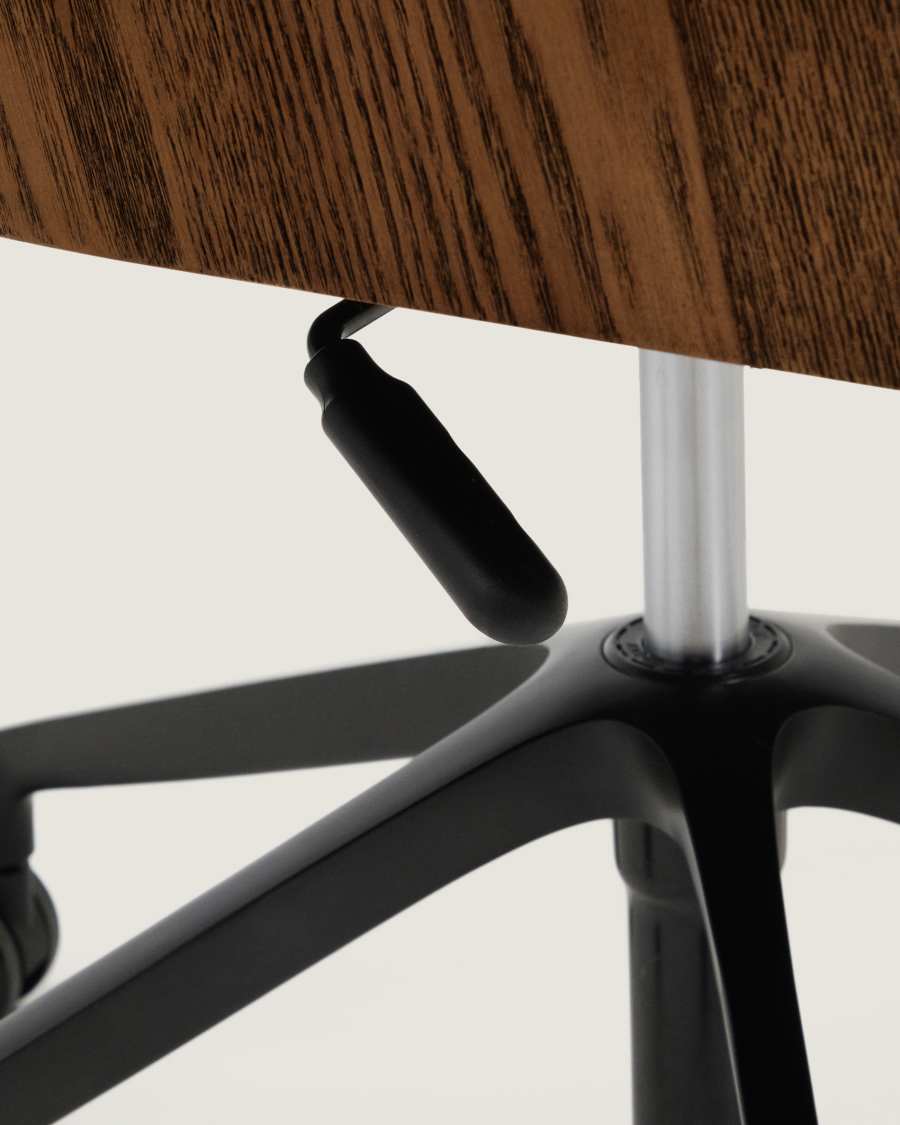 Madai desk chair in brown chenille and ash veneer with walnut finish FSC Mix Credit