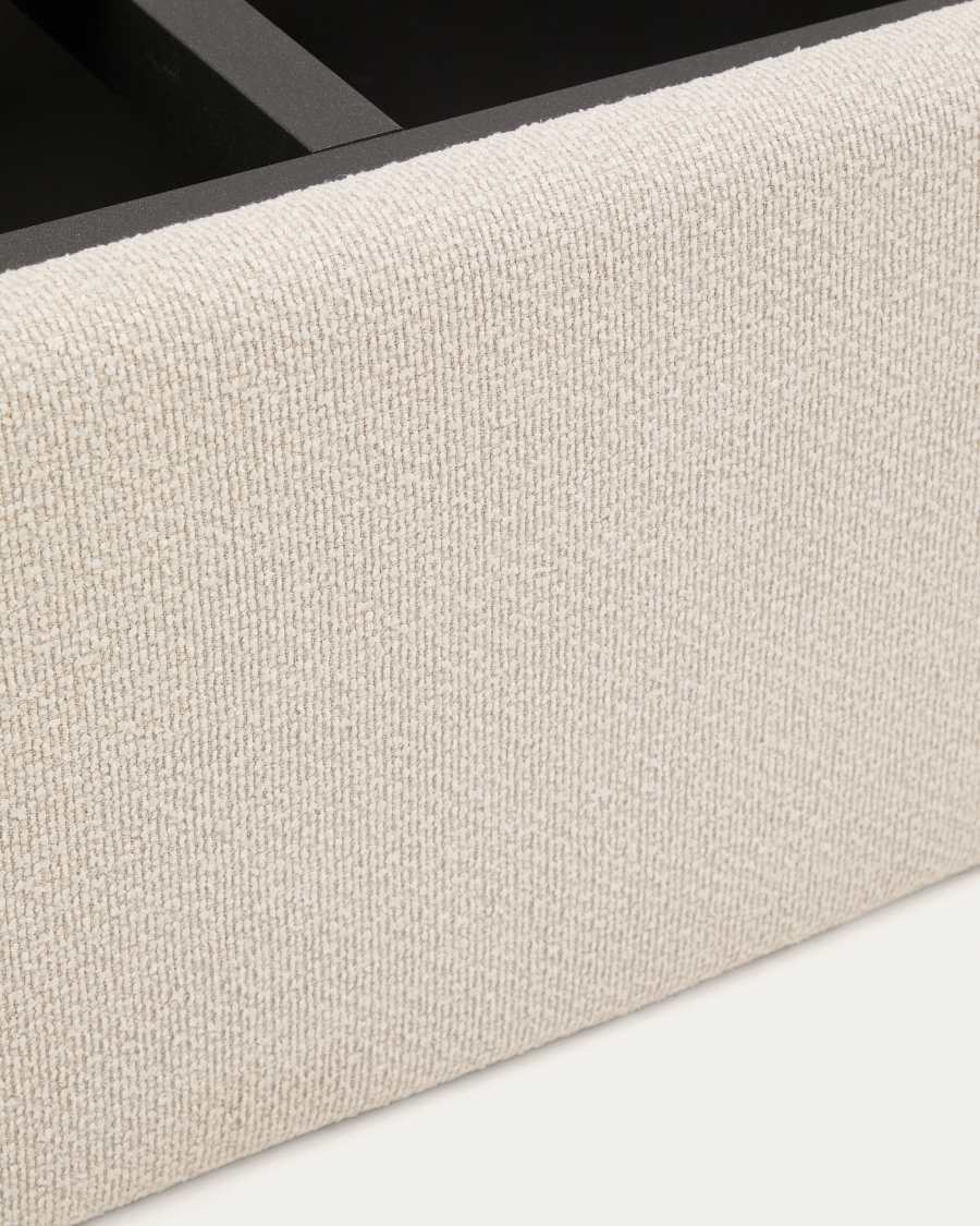 Abziehbares, aufklappbares Bett mit Stauraum Nelzi für Matratzengröße 160 x 200 cm in ecrufarbener Chenille, 100 % FSC