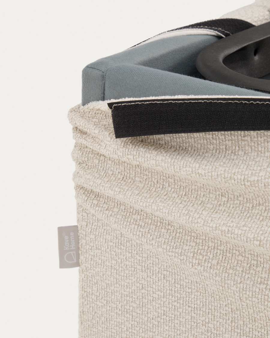 Abziehbares, seitlich aufklappbares Bett mit Stauraum Nelzi für Matratzengröße 90 x 200 cm in ecrufarbener Chenille, 100 % FSC