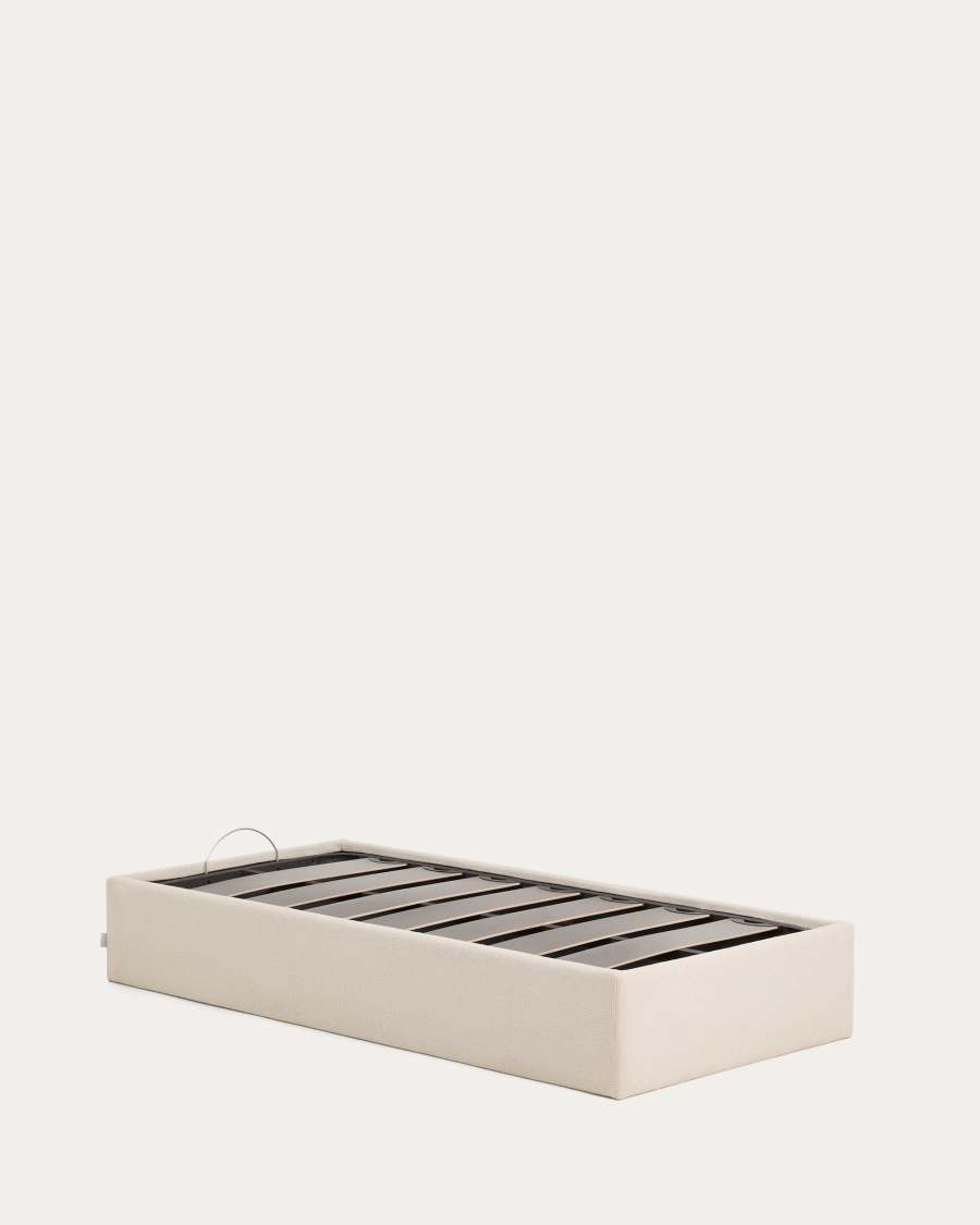 Nelzi ecru chenille ottoman bed base with removable cover for 90 x 200cm mattress FSC 100%