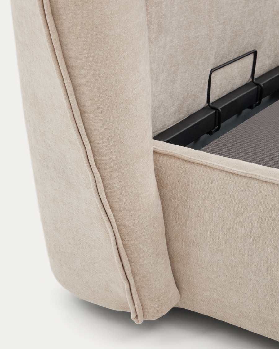 Llit desenfundable amb canapè abatible Arvian de xenilla beix per a matalàs de 180 x 200 cm