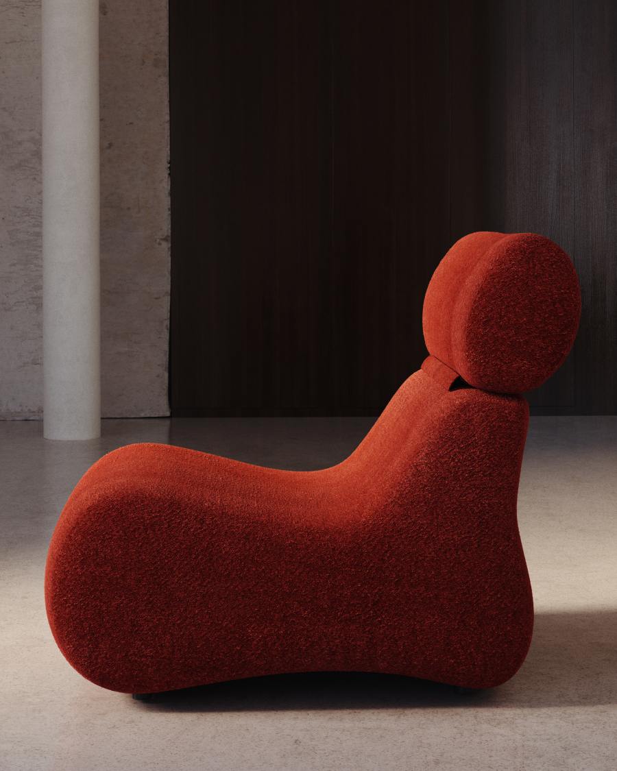 Club burgundy bouclé armchair