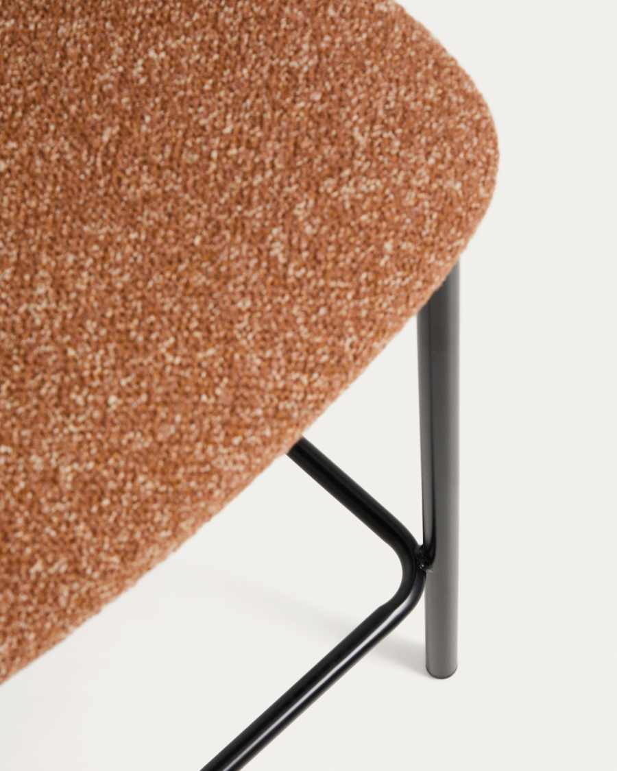 Ciselia terracotta thick chenille stool with black finish steel legs FSC Mix Credit 65cm