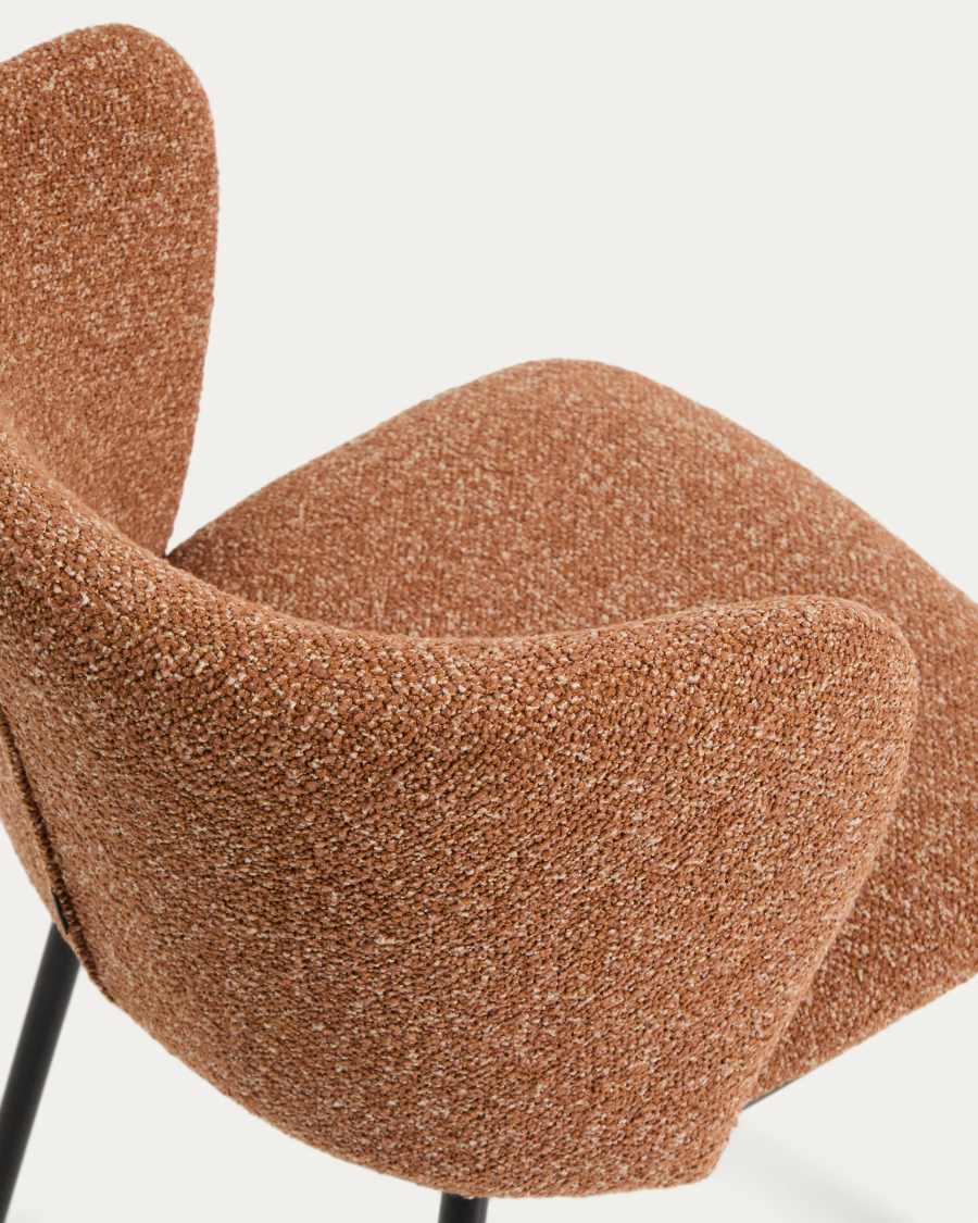 Ciselia terracotta thick chenille stool with black finish steel legs FSC Mix Credit 65cm