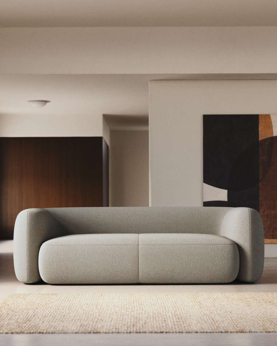 3-Sitzer-Sofa Martina in Lammfelloptik in Steinton 246 cm FSC Mix Credit