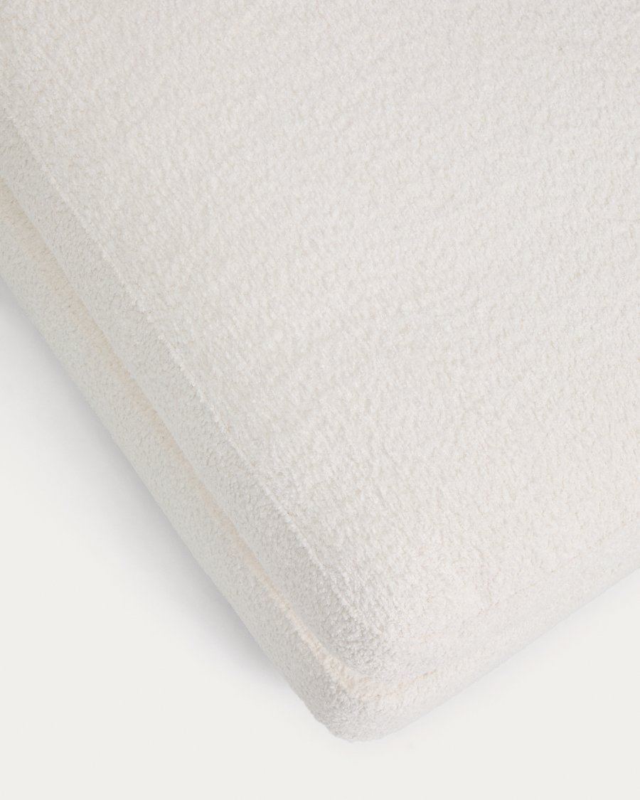 Gala ecru fire-retardant bouclé footrest FSC Mix Credit 90 x 90cm