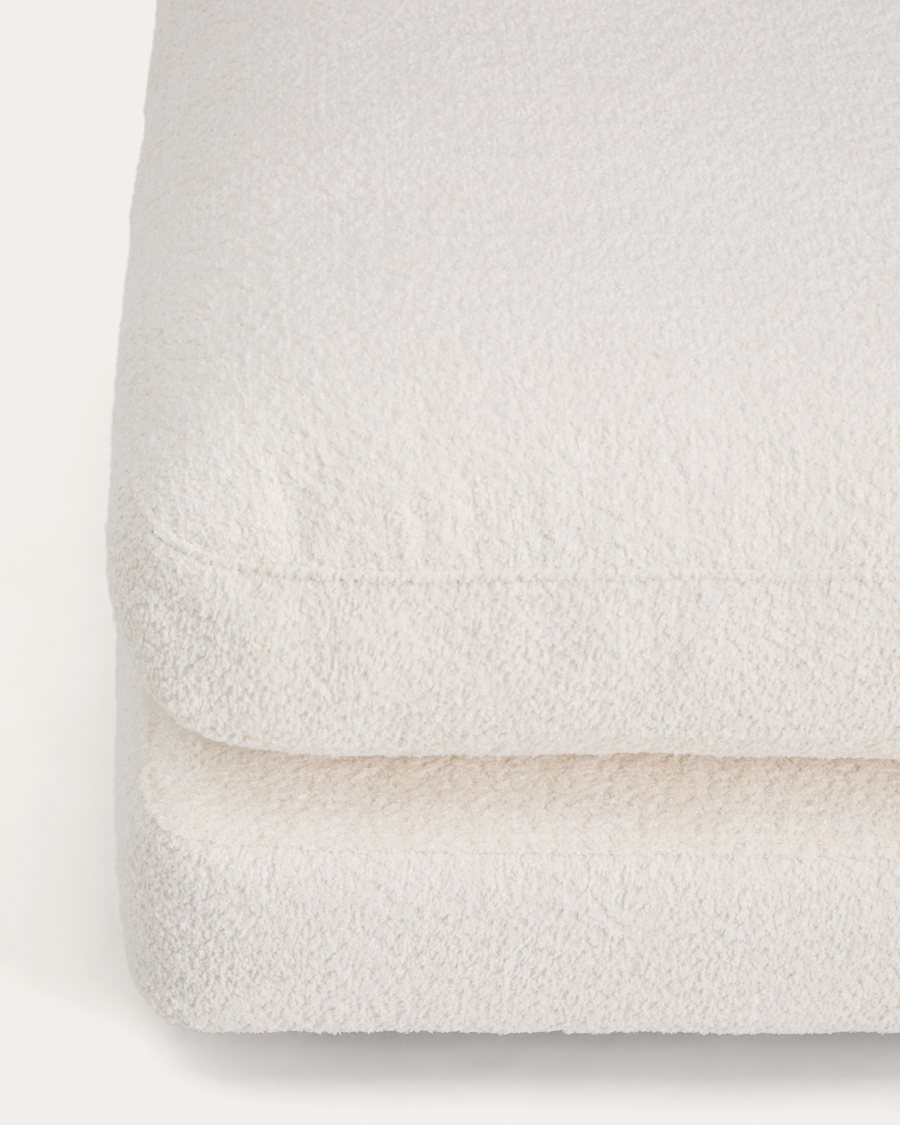 Gala ecru fire-retardant bouclé footrest FSC Mix Credit 90 x 90cm