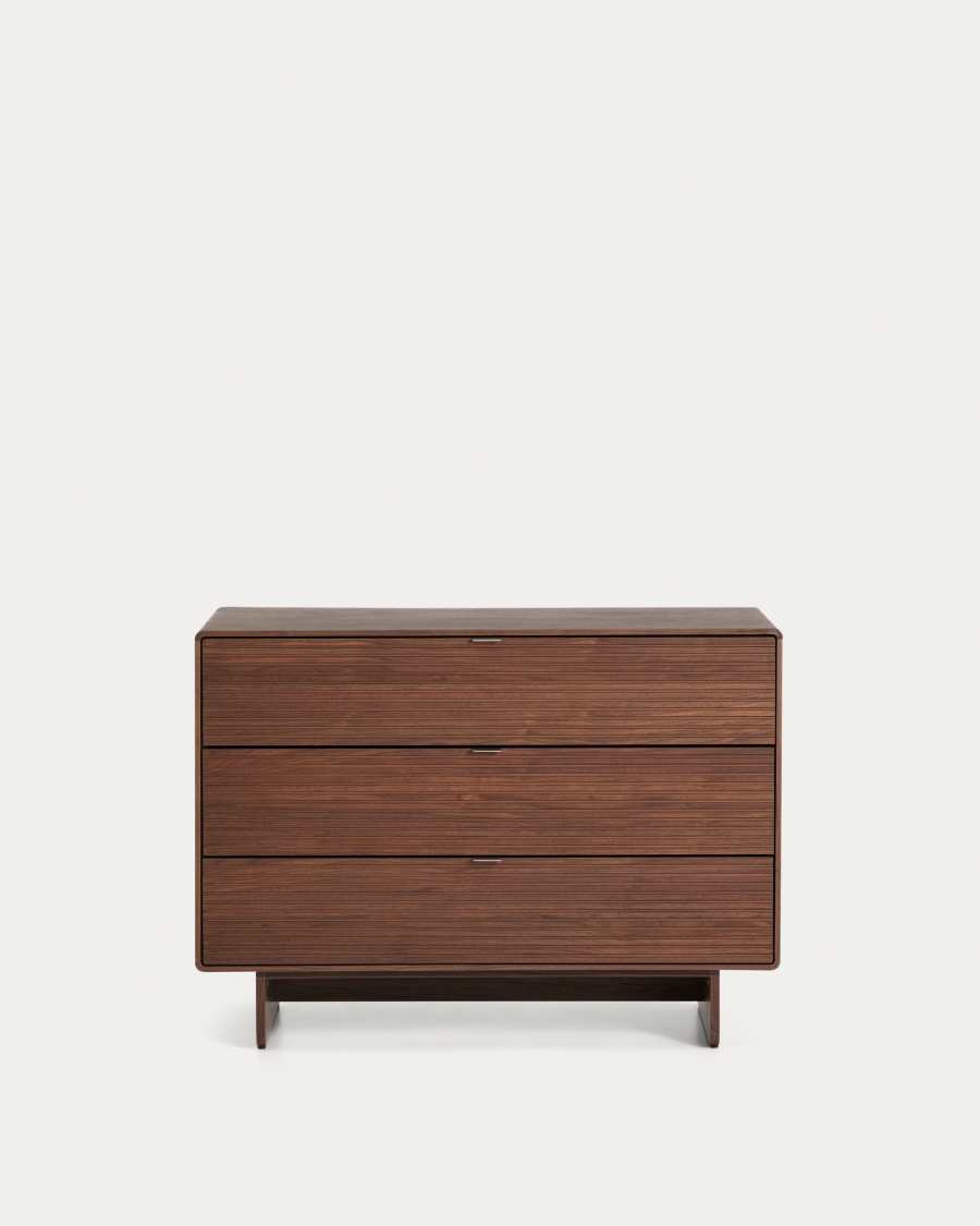Norlen 3-drawer chest of drawers in walnut veneer FSC Mix Credit 101 x 75cm