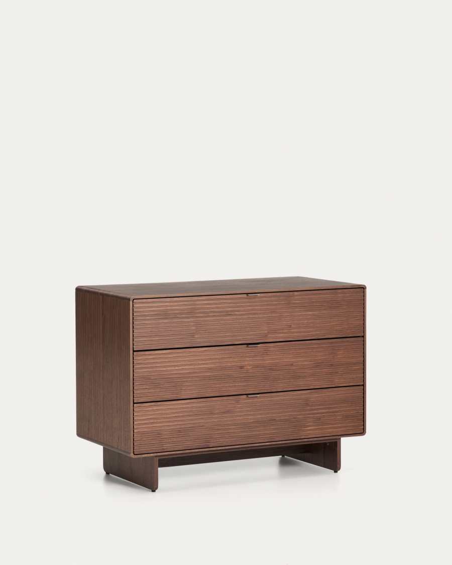 Norlen 3-drawer chest of drawers in walnut veneer FSC Mix Credit 101 x 75cm