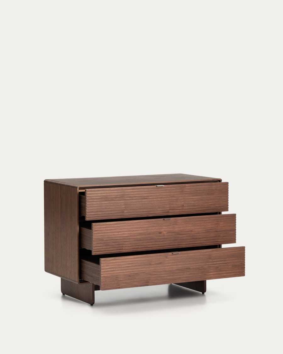Norlen 3-drawer chest of drawers in walnut veneer FSC Mix Credit 101 x 75cm