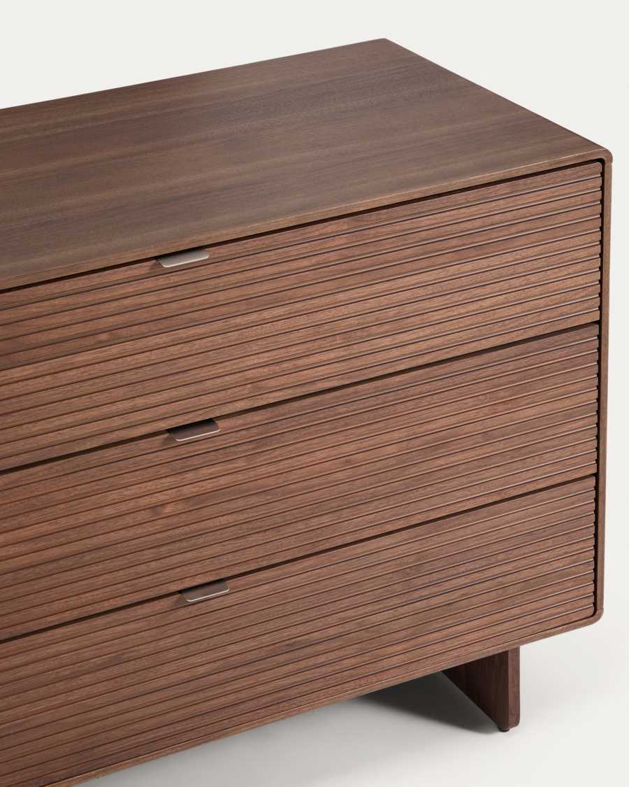 Norlen 3-drawer chest of drawers in walnut veneer FSC Mix Credit 101 x 75cm