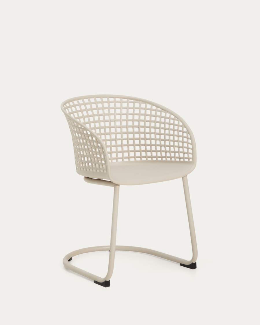 Πλαστική καρέκλα εξωτερικού χώρου Tenaro με ατσάλινο σκελετό, μπεζ