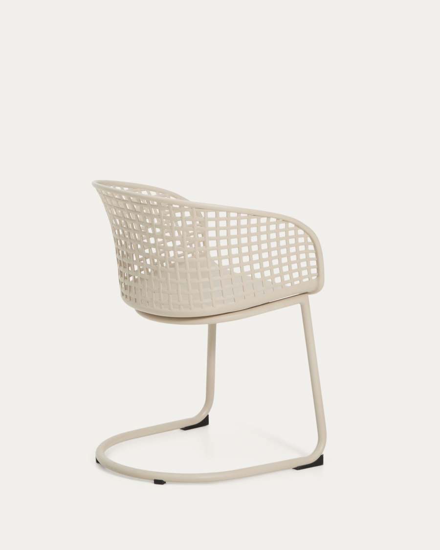 Πλαστική καρέκλα εξωτερικού χώρου Tenaro με ατσάλινο σκελετό, μπεζ