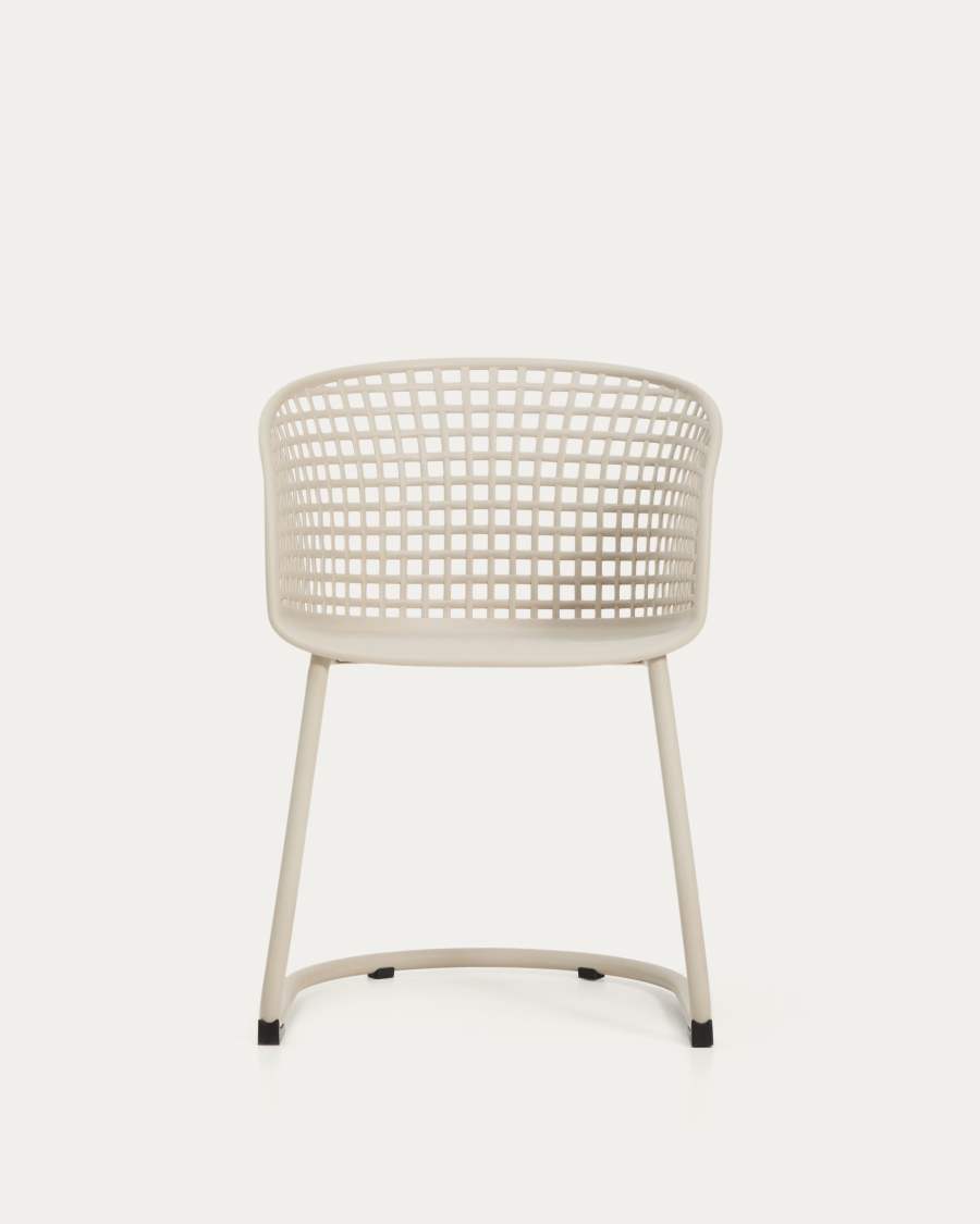 Πλαστική καρέκλα εξωτερικού χώρου Tenaro με ατσάλινο σκελετό, μπεζ