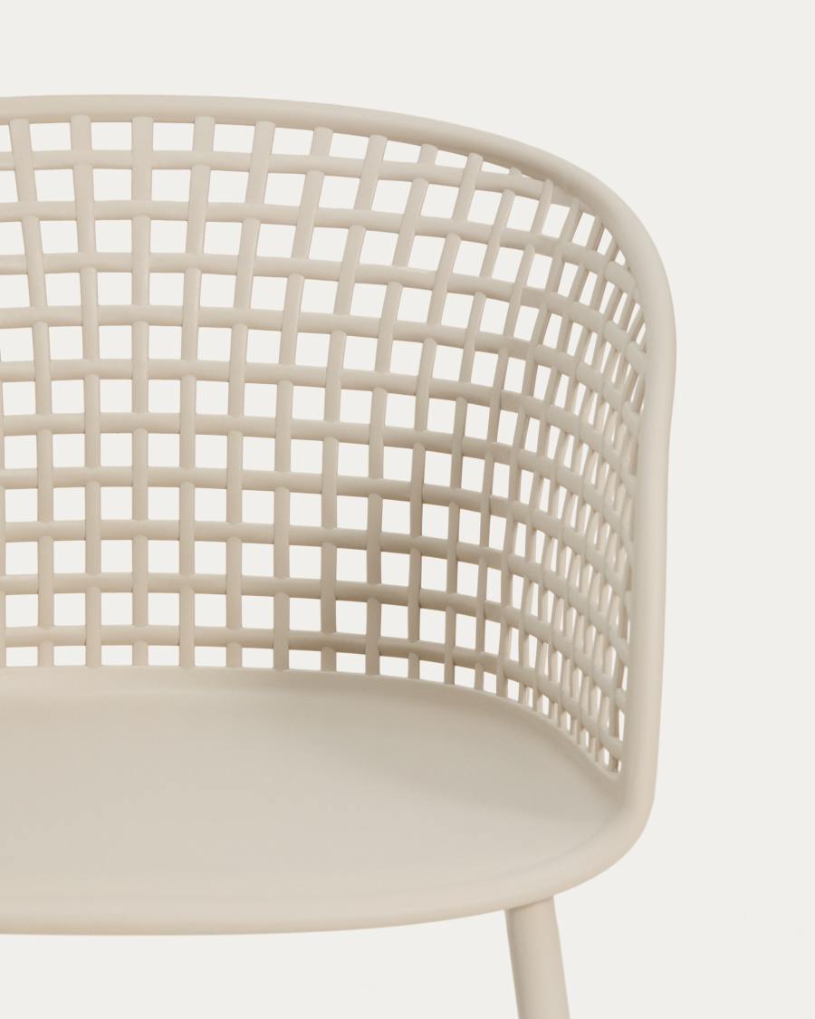 Πλαστική καρέκλα εξωτερικού χώρου Tenaro με ατσάλινο σκελετό, μπεζ