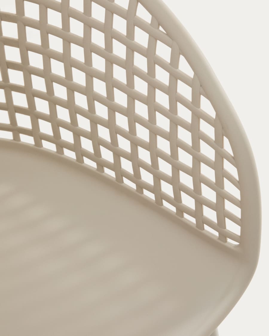 Πλαστική καρέκλα εξωτερικού χώρου Tenaro με ατσάλινο σκελετό, μπεζ