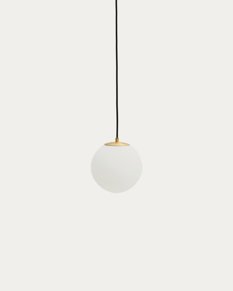 Brisia metal ceiling lamp with brushed brass finish and 1 frosted glass ball Ø15cm