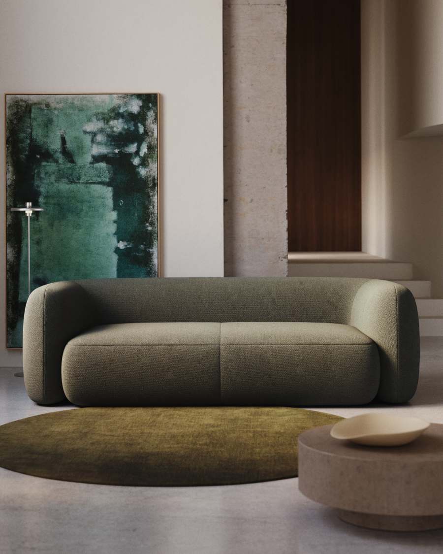 Martina green bouclé 3-seater sofa 246cm FSC Mix Credit