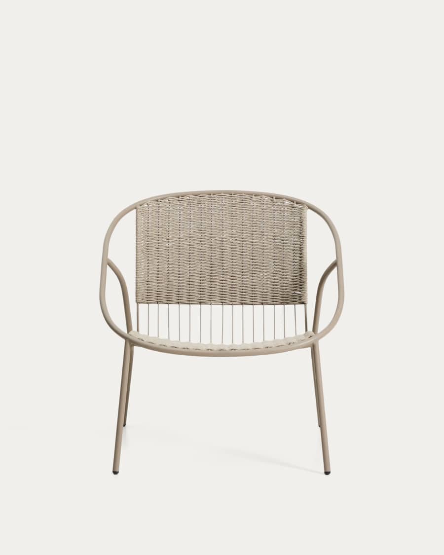 Στοιβαζόμενη πολυθρόνα Atrani από γαλβανισμένο ατσάλι και σκοινί σε χρώμα ταμπά