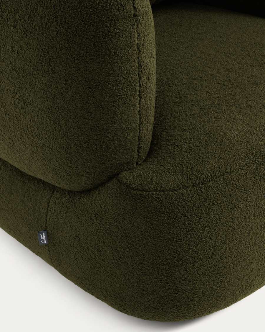 Martina dark green bouclé swivel armchair with cushion FSC Mix Credit