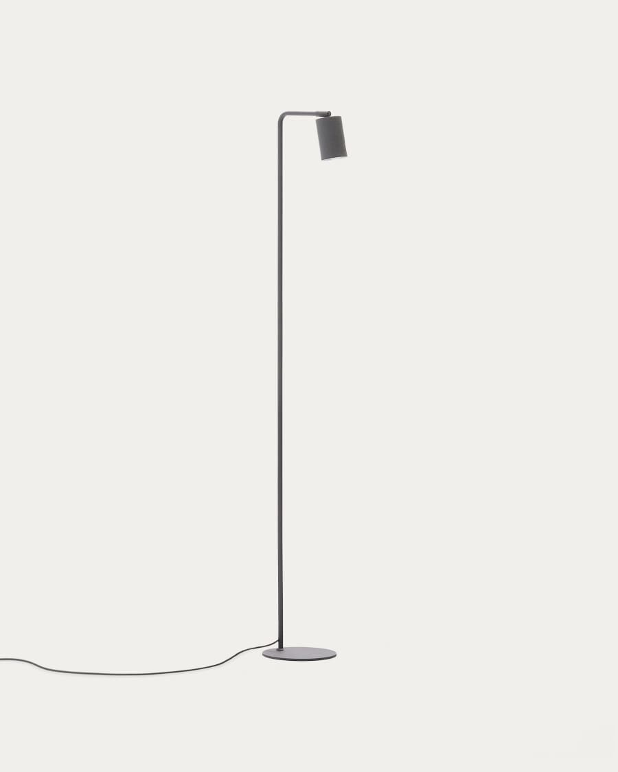 Lampadaire Manie en métal avec finition effet fonte gris foncé – Adaptateur UK