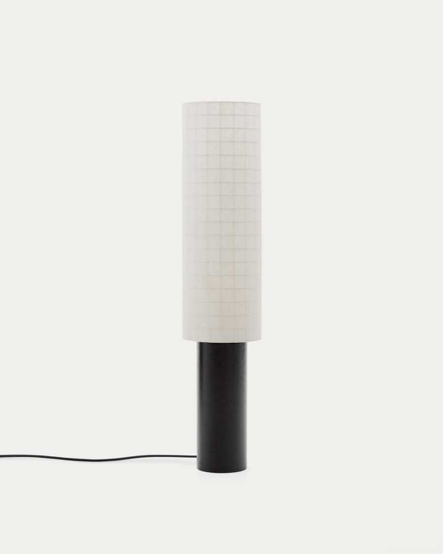 Dulan black metal floor lamp with cotton shade and UK adaptor