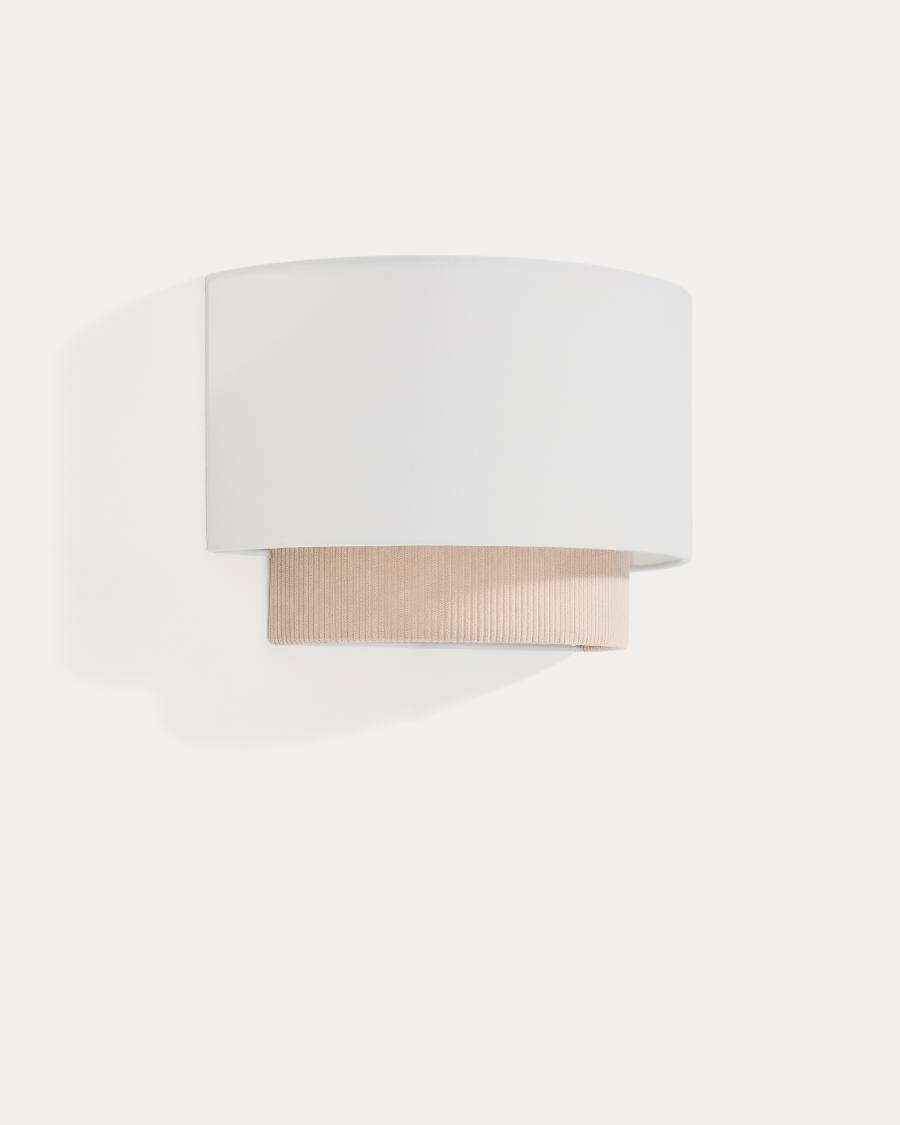 Applique murale Bianella en coton et velours côtelé beige Ø 40 cm