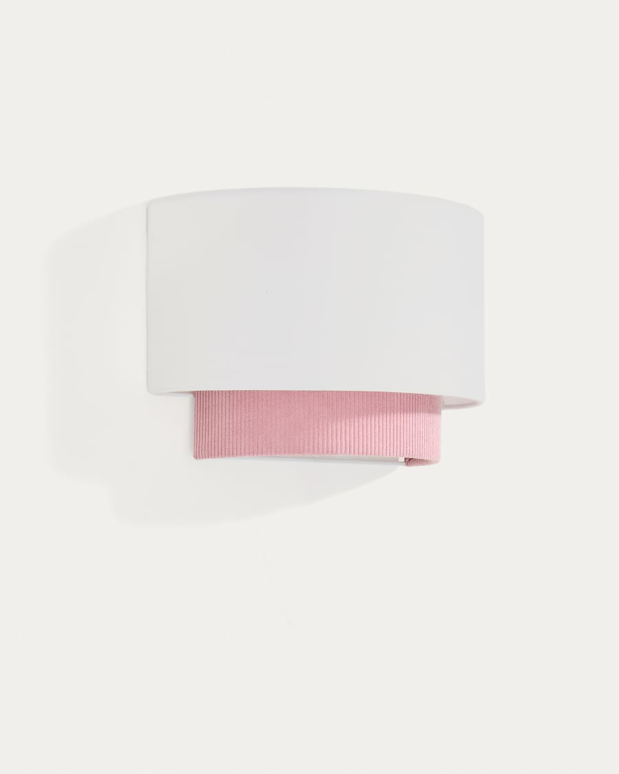 Bianella wandlamp van katoen en roze corduroy 30 cm