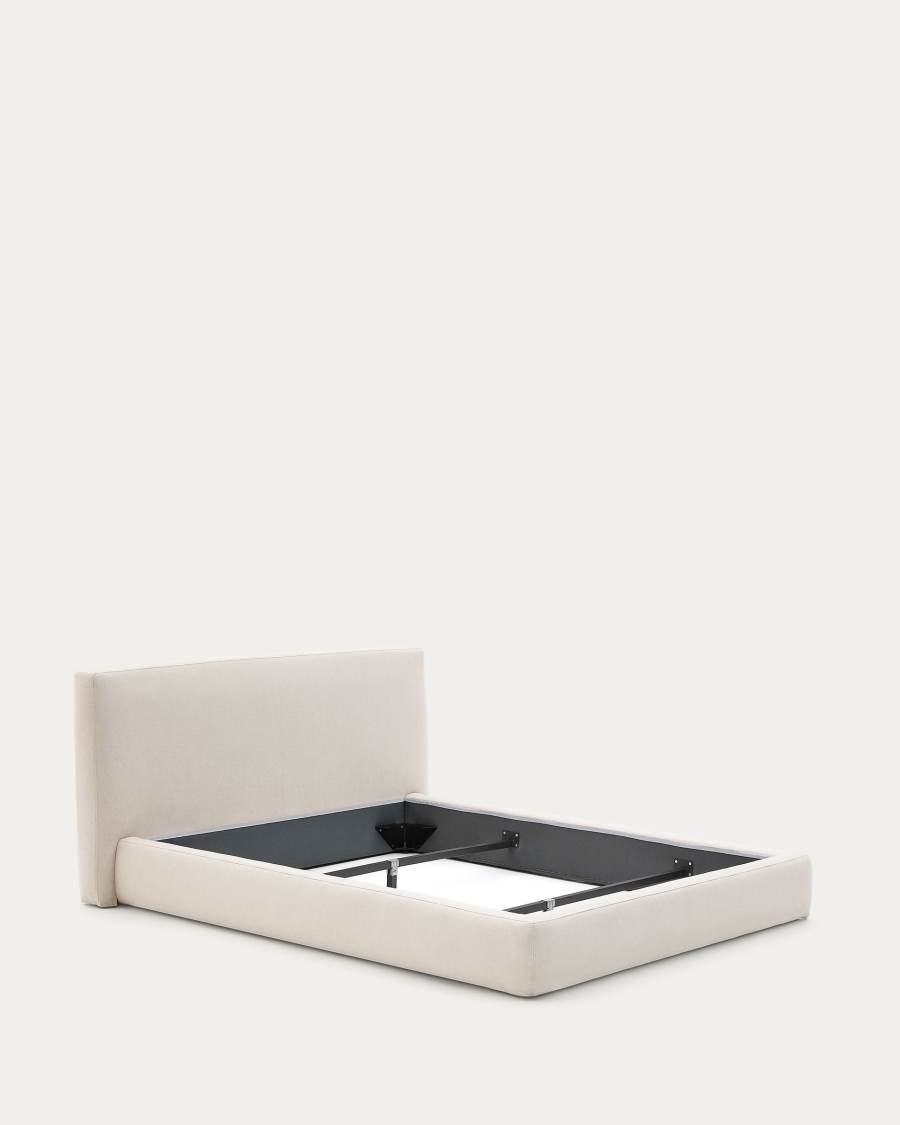 Ecru Blok bed with removable covers for 160 x 200 cm mattress FSC Mix Credit