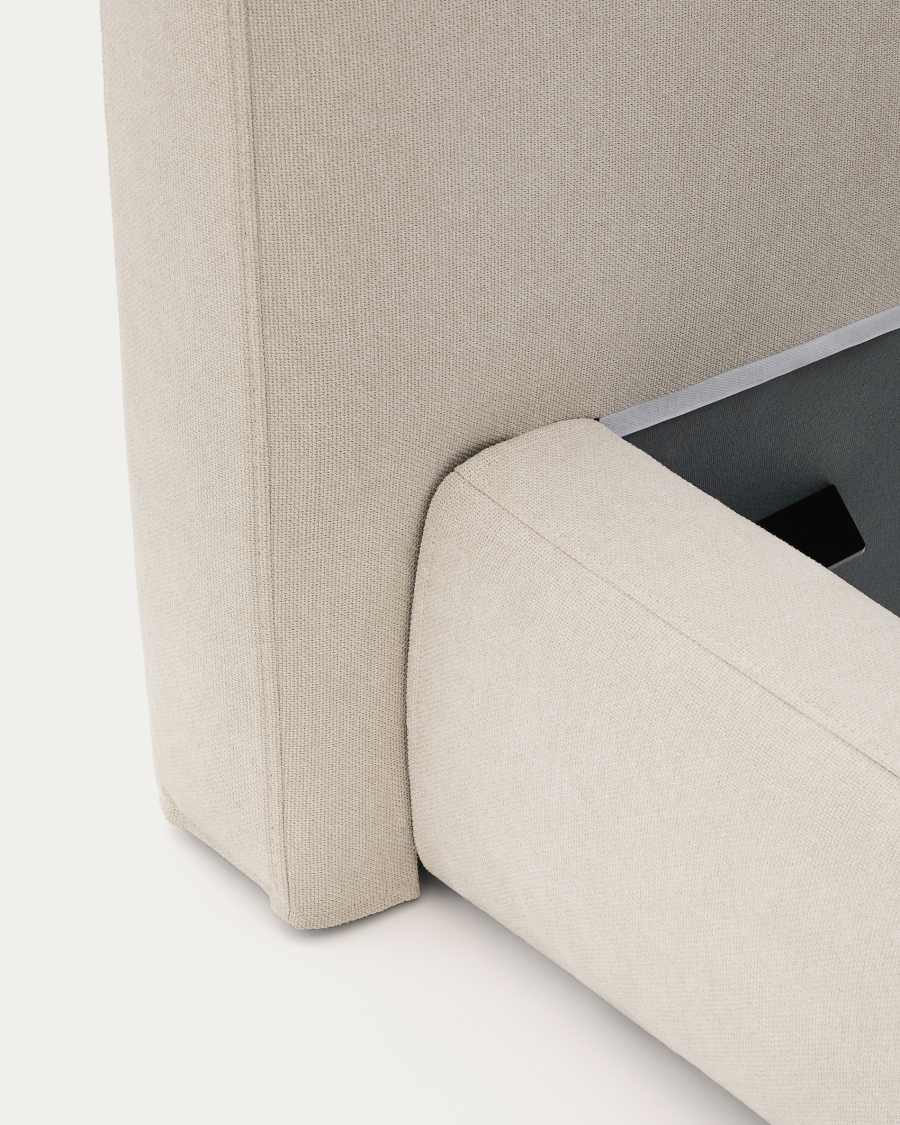 Ecru Blok bed with removable covers for 160 x 200 cm mattress FSC Mix Credit