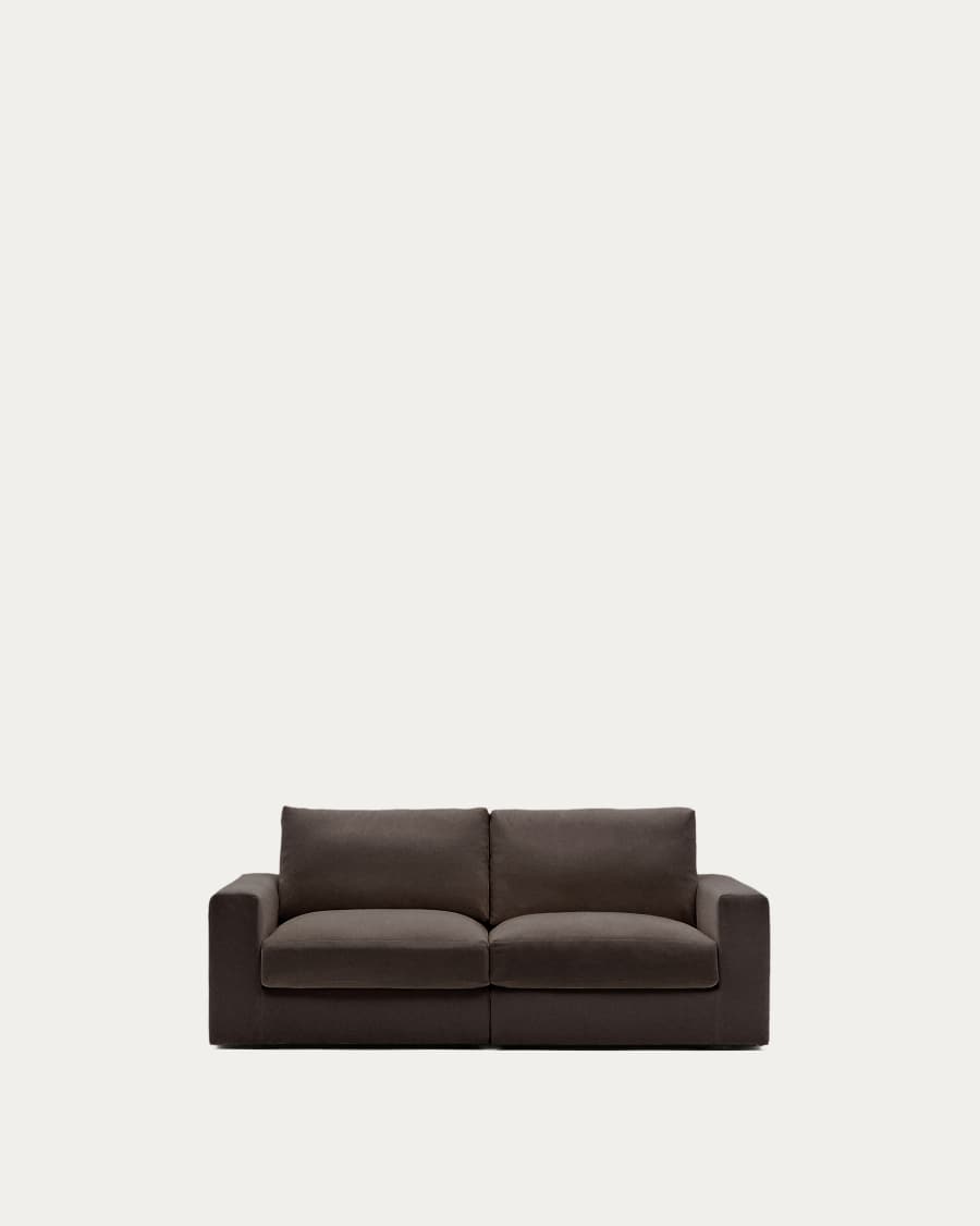 Alea removable cover modular sofa 3-seater in dark brown chenille 220 cm