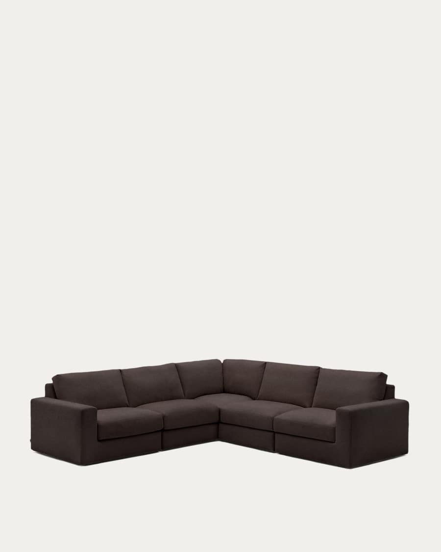 Alea removable cover modular sofa 5-seater in dark brown 310 x 310 cm