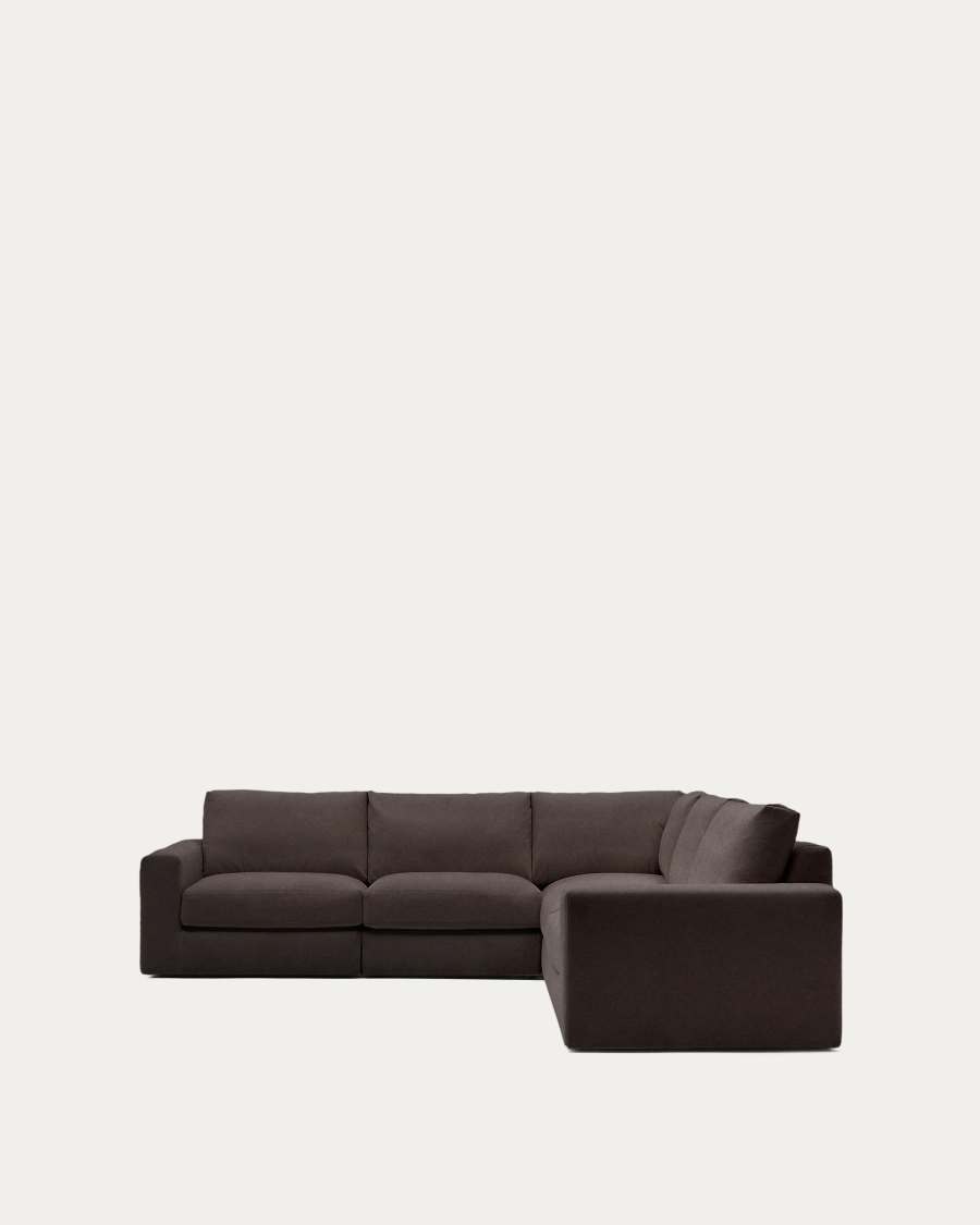 Alea removable cover modular sofa 5-seater in dark brown 310 x 310 cm