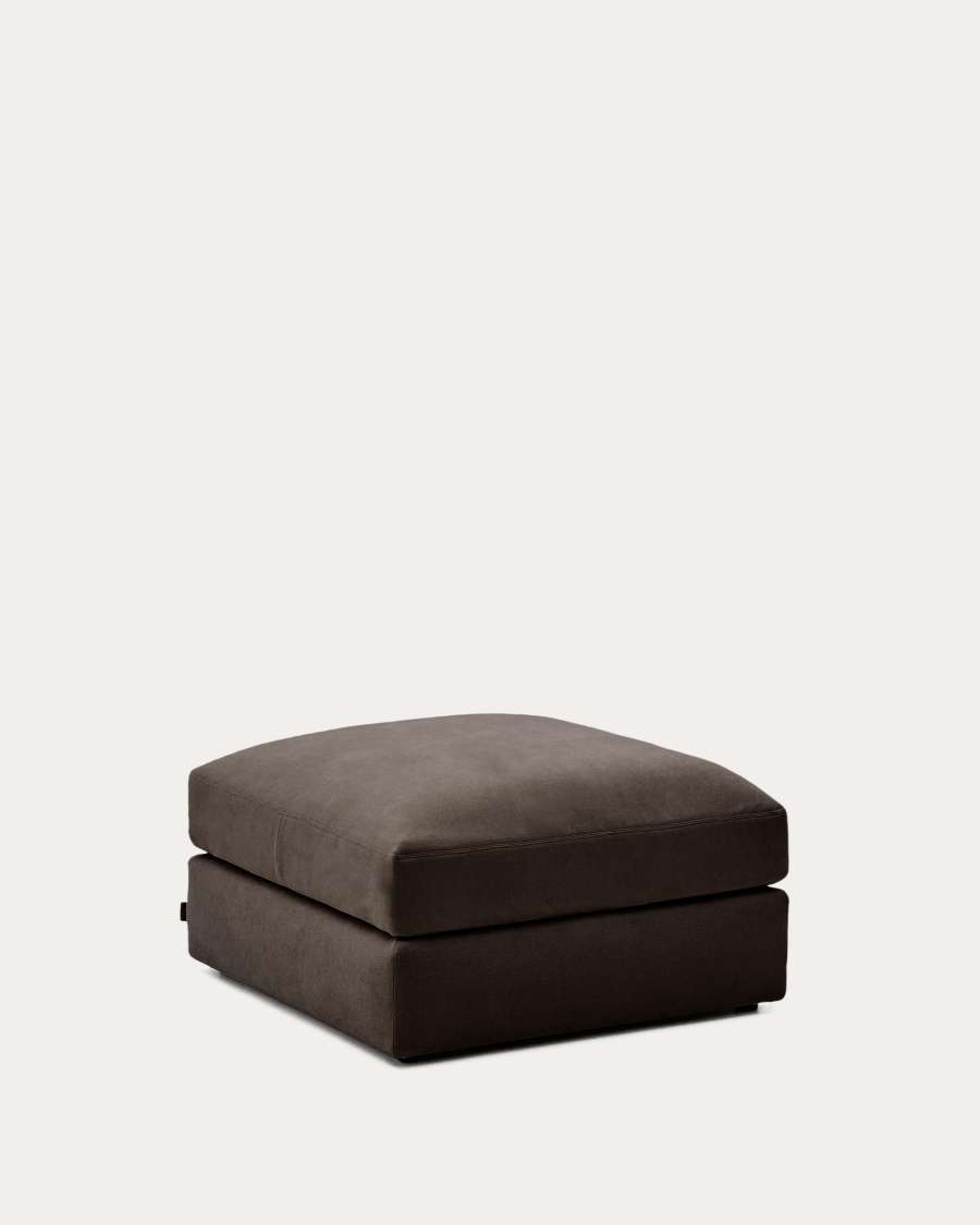 Alea removable cover footrest in dark brown chenille 90 x 90 cm