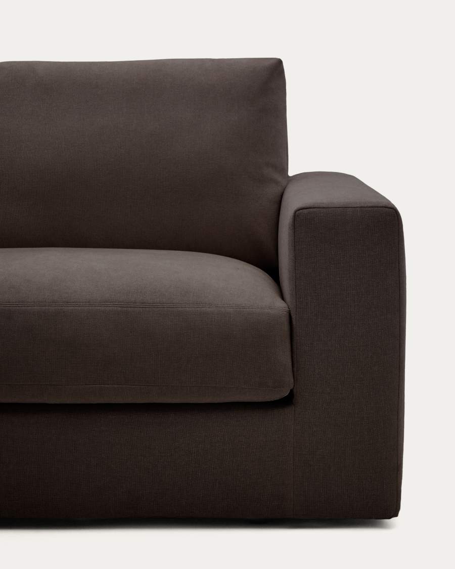 Alea removable cover modular sofa 3-seater in dark brown chenille 220 cm