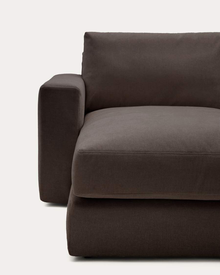 Alea removable cover modular sofa 3-seater in dark brown chenille left chaise longue 220 cm